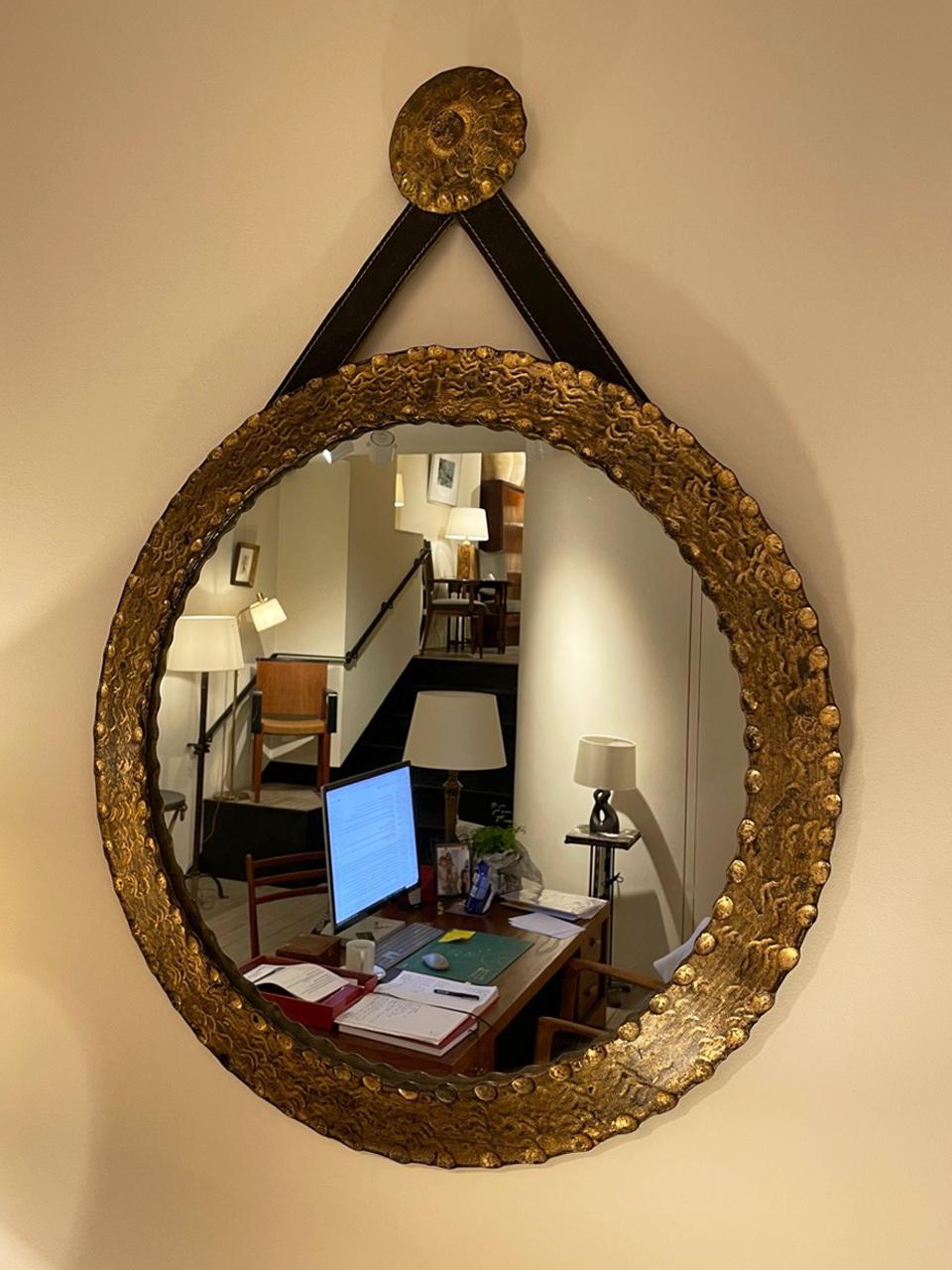 Spanish 1950s Gilt Iron Mirror In Good Condition In London, GB