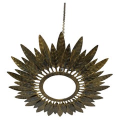Spanish 1950's Gilt Metal Ceiling Fixture