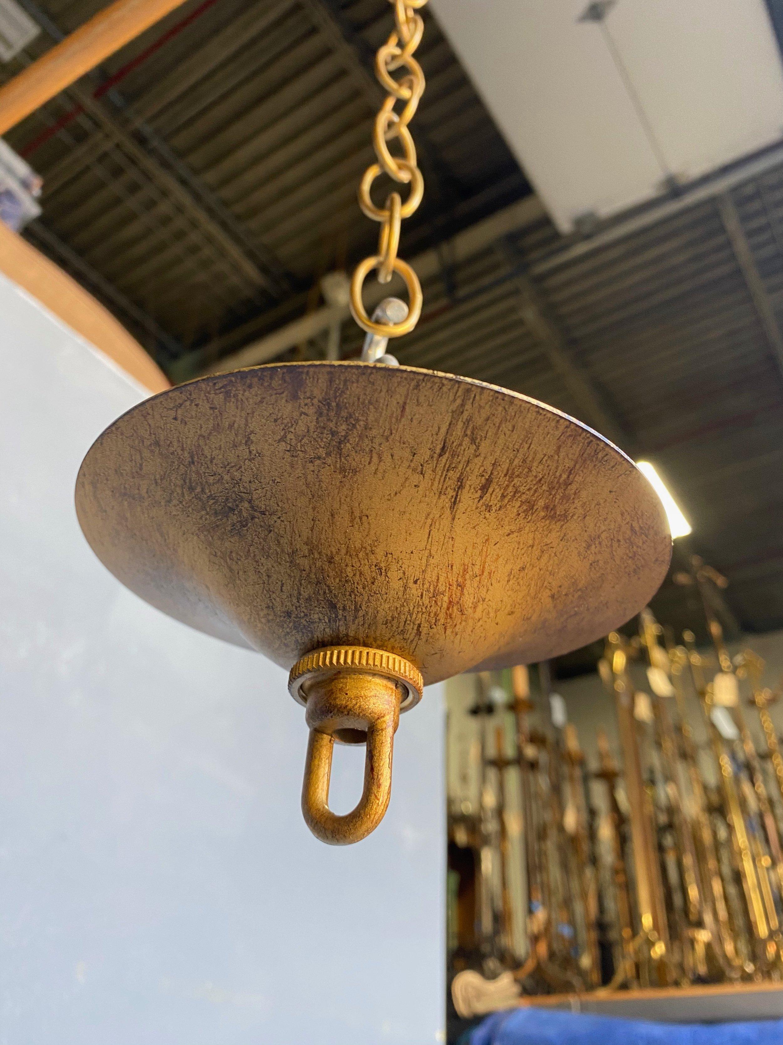 Spanish 1950s Gilt Metal Crown Ceiling Fixture 10