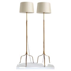 Retro Spanish 1950s Gilt Standard Lamps. 