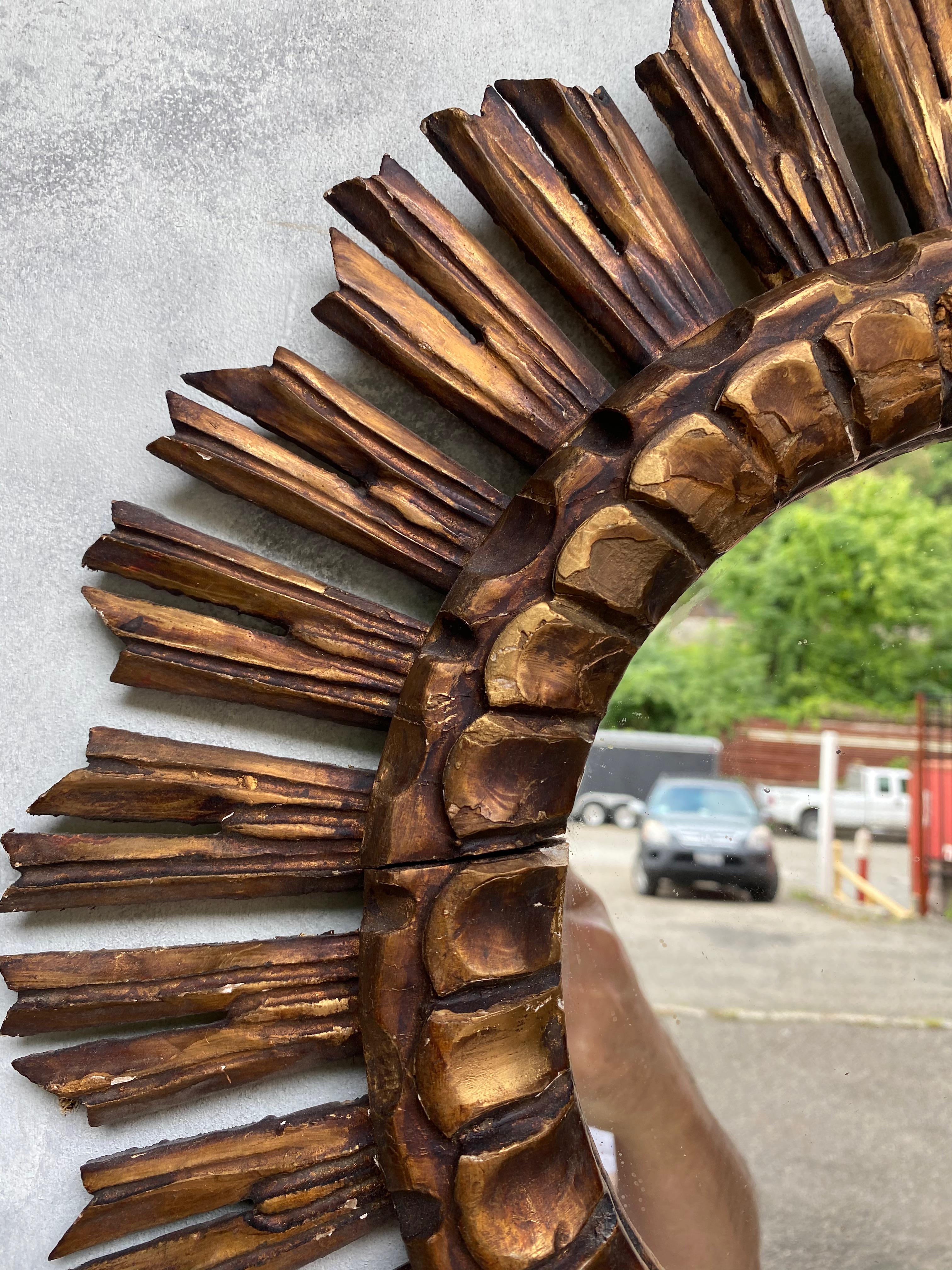 Spanish 1950s Giltwood Sunburst Mirror 3