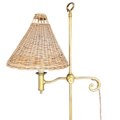 Spanish 1950s Patinated Brass Floorlamp With 'Candle' Fitting