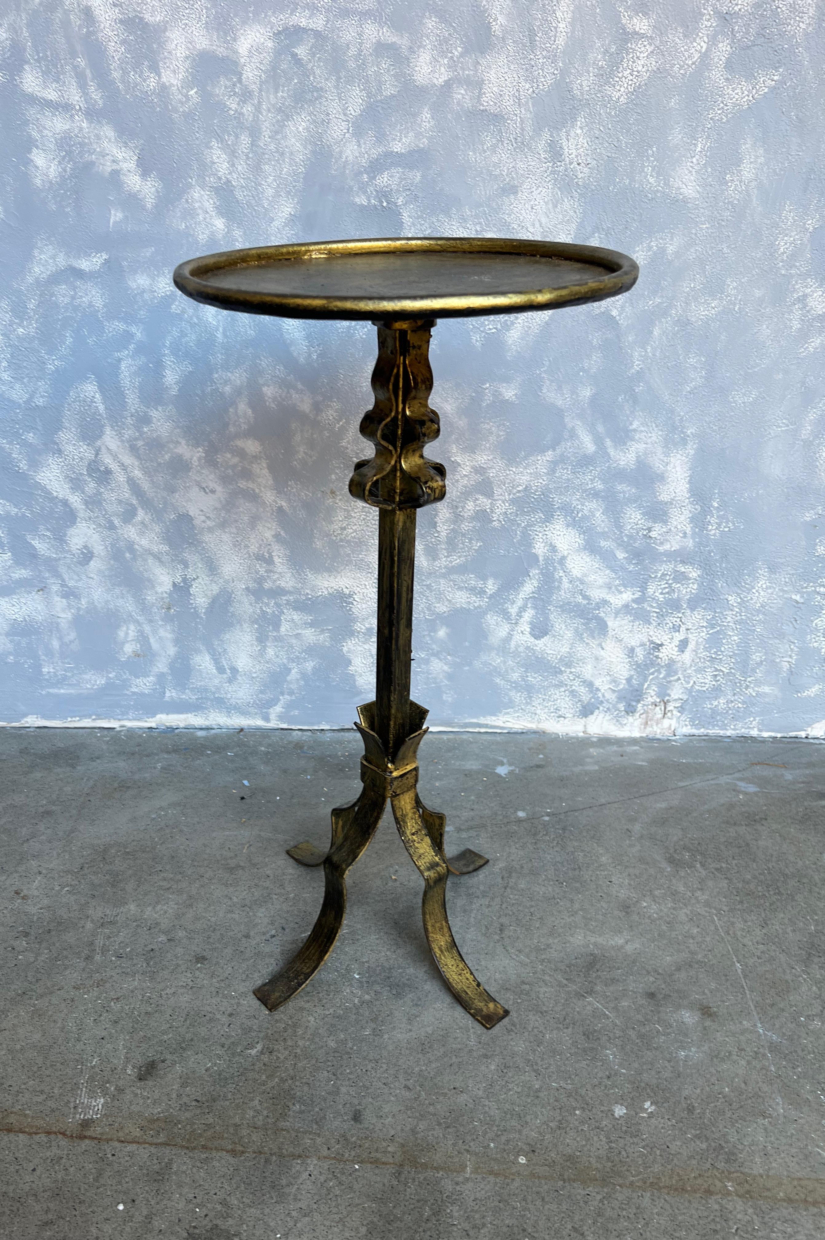  Ornate Spanish 1950s Patinated Gilt Drinks Table  1