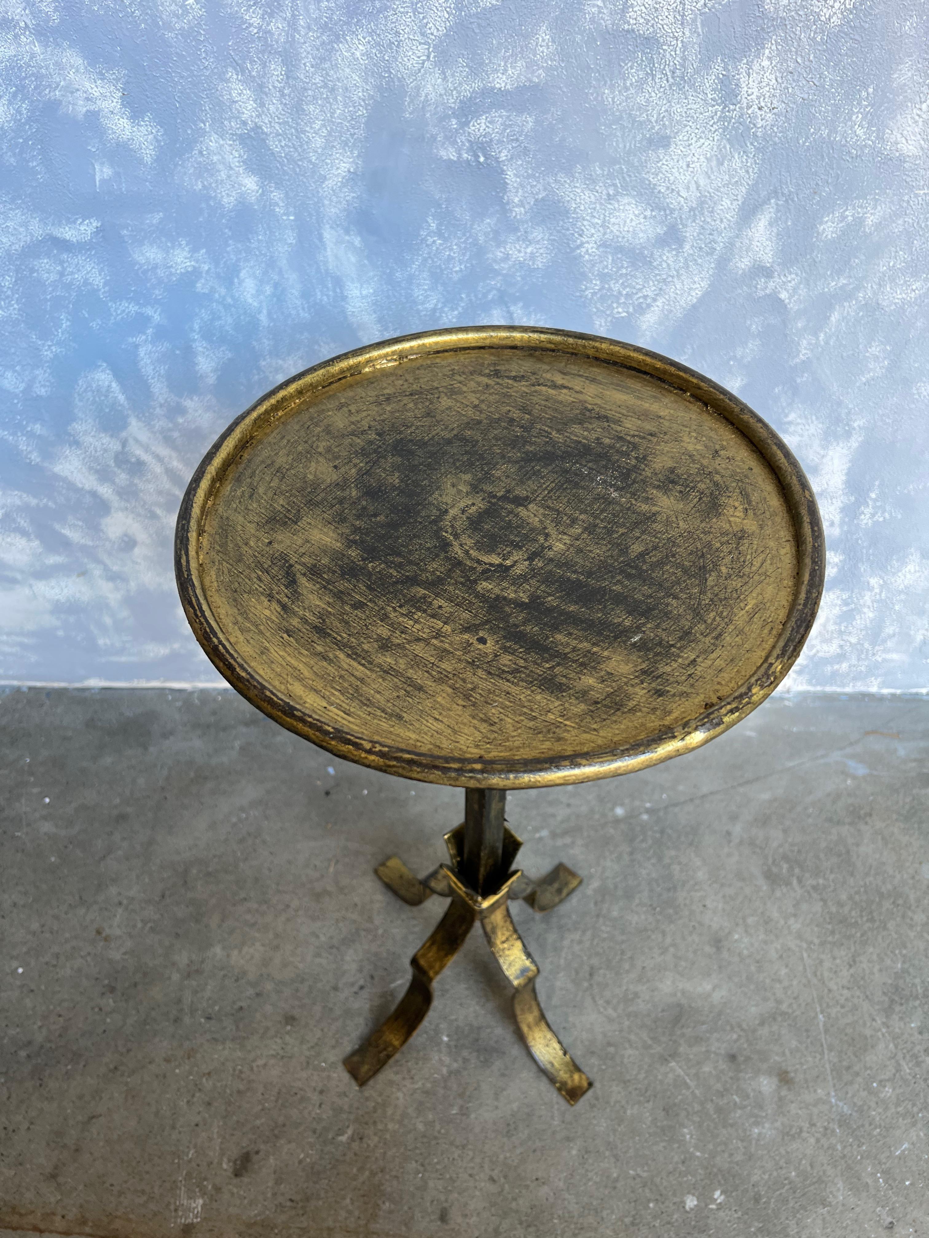  Ornate Spanish 1950s Patinated Gilt Drinks Table  2