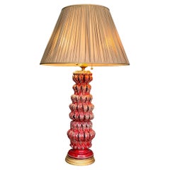Lampada da tavolo spagnola in ceramica rossa degli anni '50