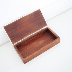 SPANISH 1960 Barcelona Enameled Desk Box In .925 Sterling Silver & Cedar-Wood