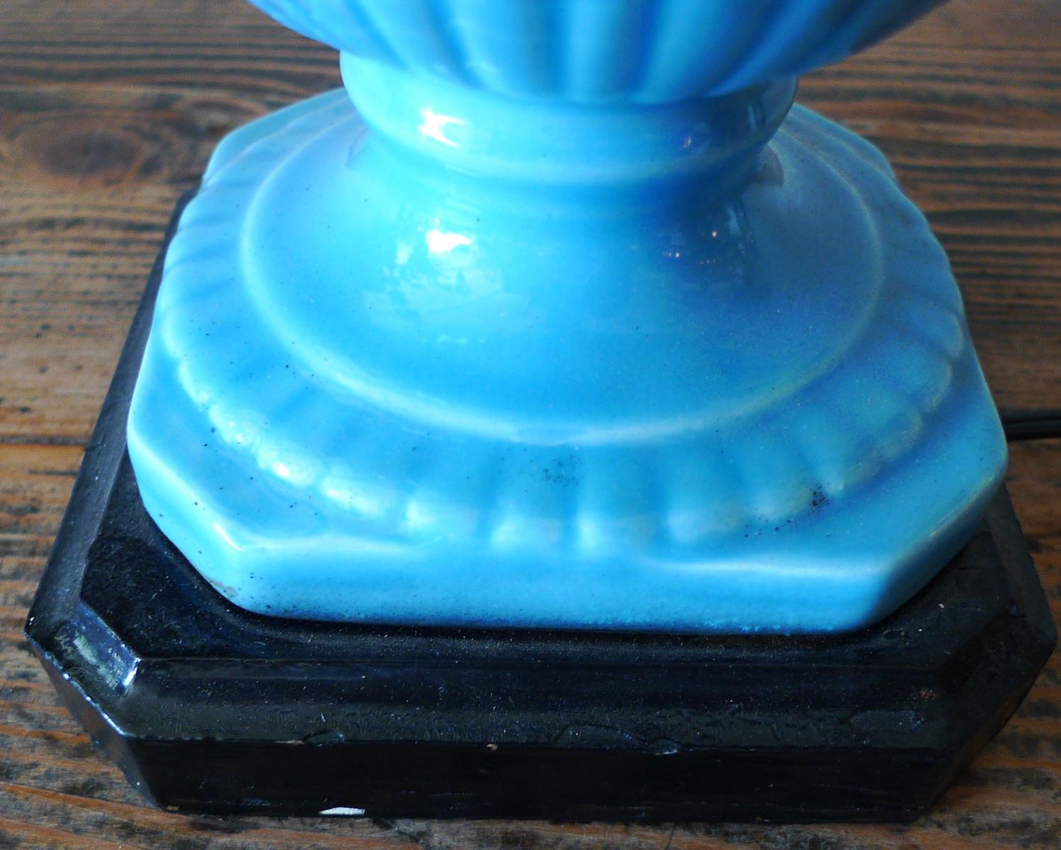 Spanish 1960s Blue Glazed Mansies 'Valencia' Ceramic Table Lamp 7