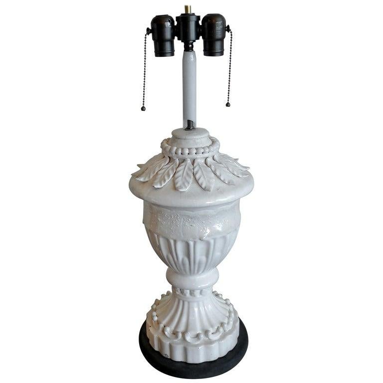 Spanish 1960s Cream Glazed Mansies 'Valencia' Ceramic Table Lamp 5