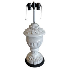 Spanish 1960s Cream Glazed Mansies 
Valencia
 Ceramic Table Lamp