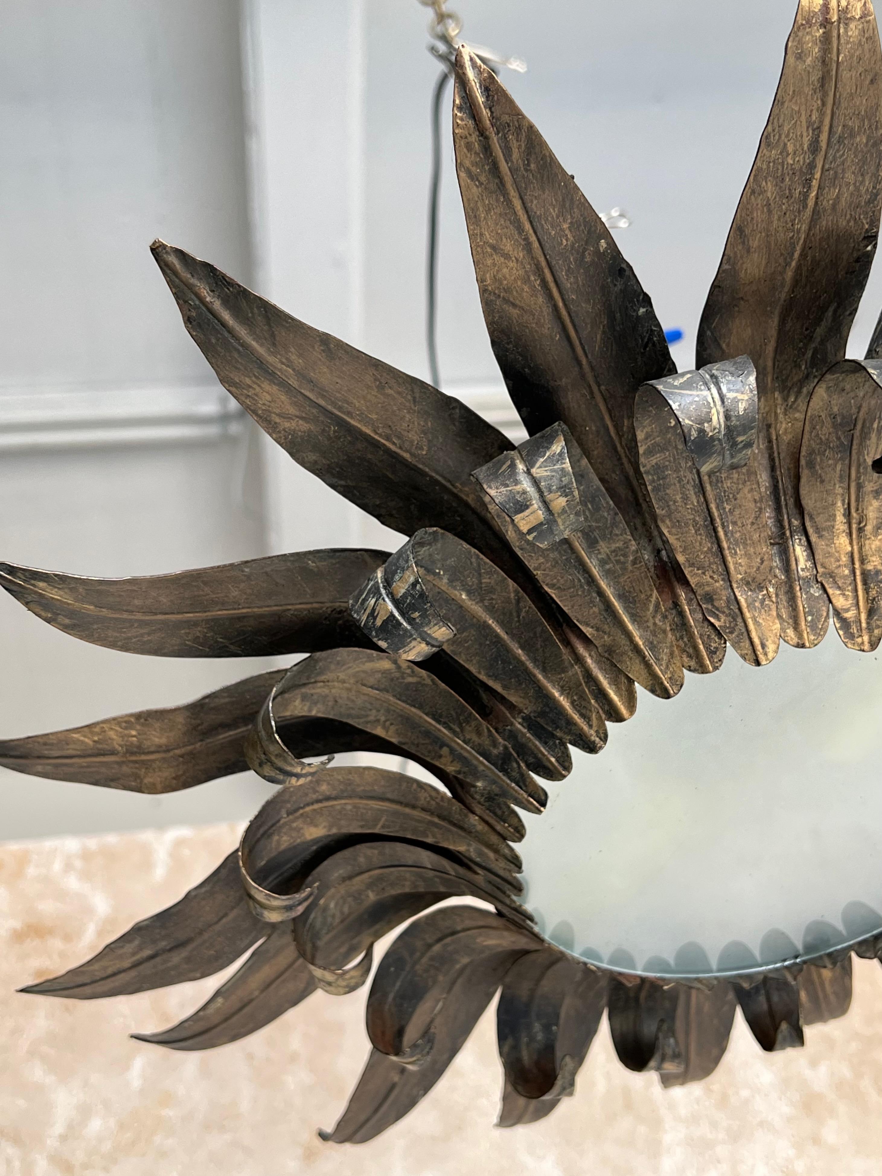 Plafonnier espagnol en métal doré des années 1950 en vente 1