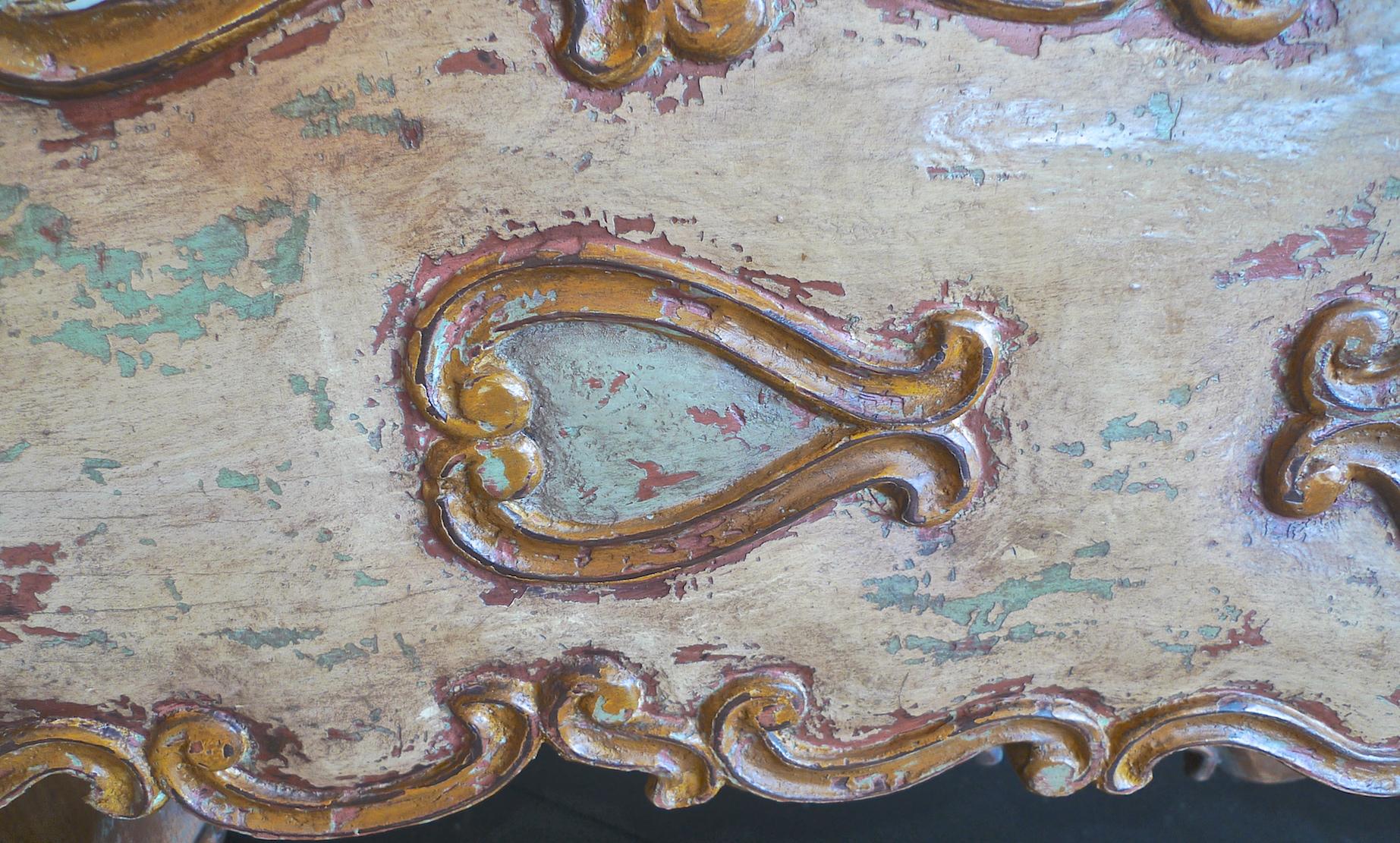 Spanish 1960s Hand-Carved Hand-Painted Decorative Wall Bench with High Back 10