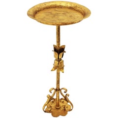 Spanish 1960s Hand-Hammered Ornatemented Gilt Iron Gueridon Drinks Table/Stand