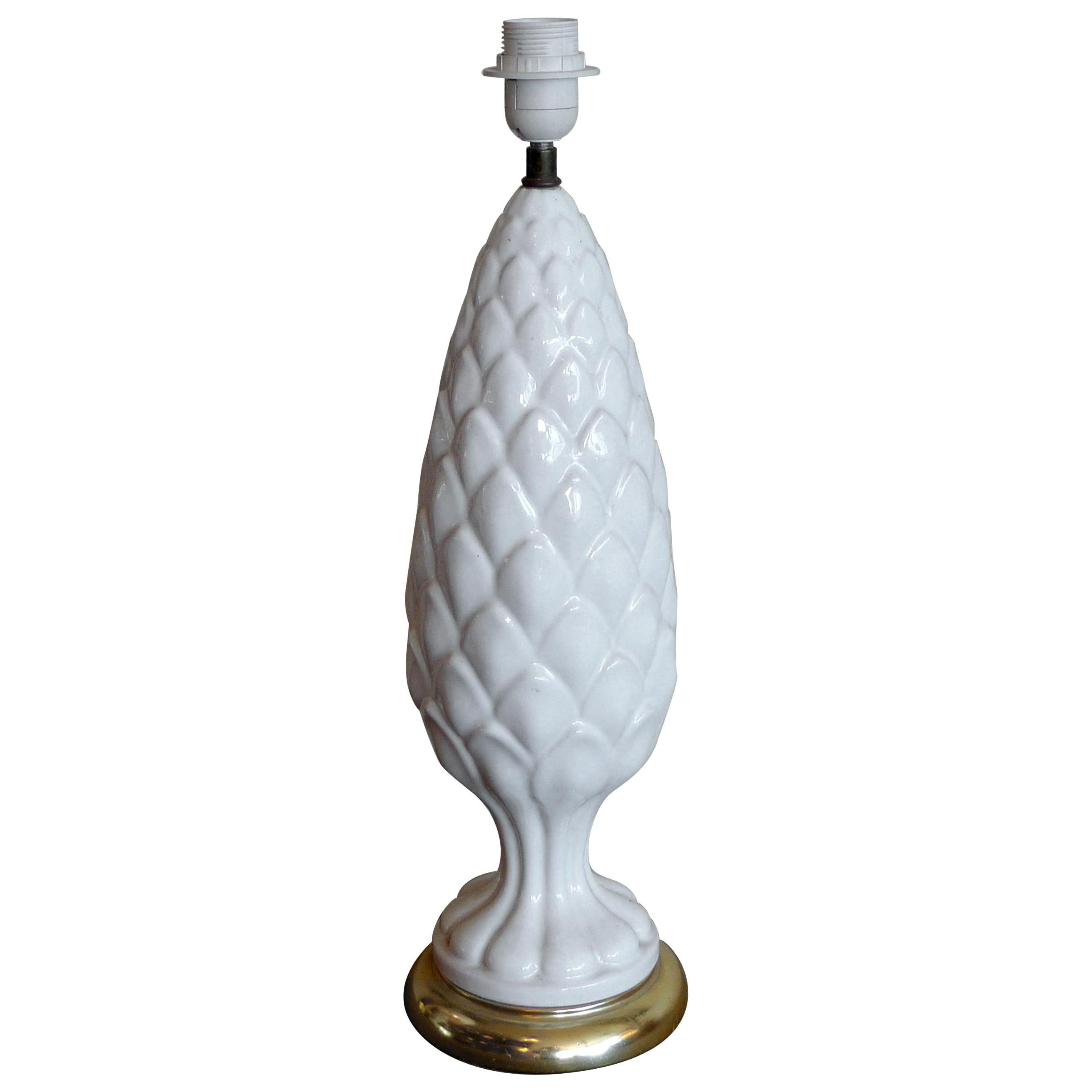 Spanish 1960s White Glazed Mansies 'Valencia' Ceramic Table Lamp