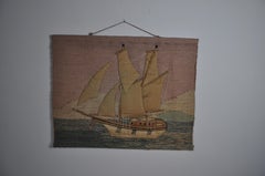 Spanish 1970s Folk Art Wool Tapestry – Sailing Dhow at Sunset