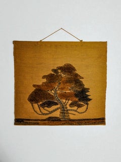 Spanish 1970s Folk Art Wool Tapestry – Tree Landscape