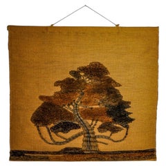 Spanish 1970s Folk Art Wool Tapestry – Tree Landscape