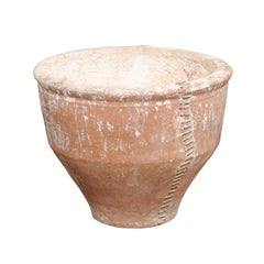 Spanish 19th C. 2 Ft Tall Terracotta Rounded Planter, Decorative Vessel