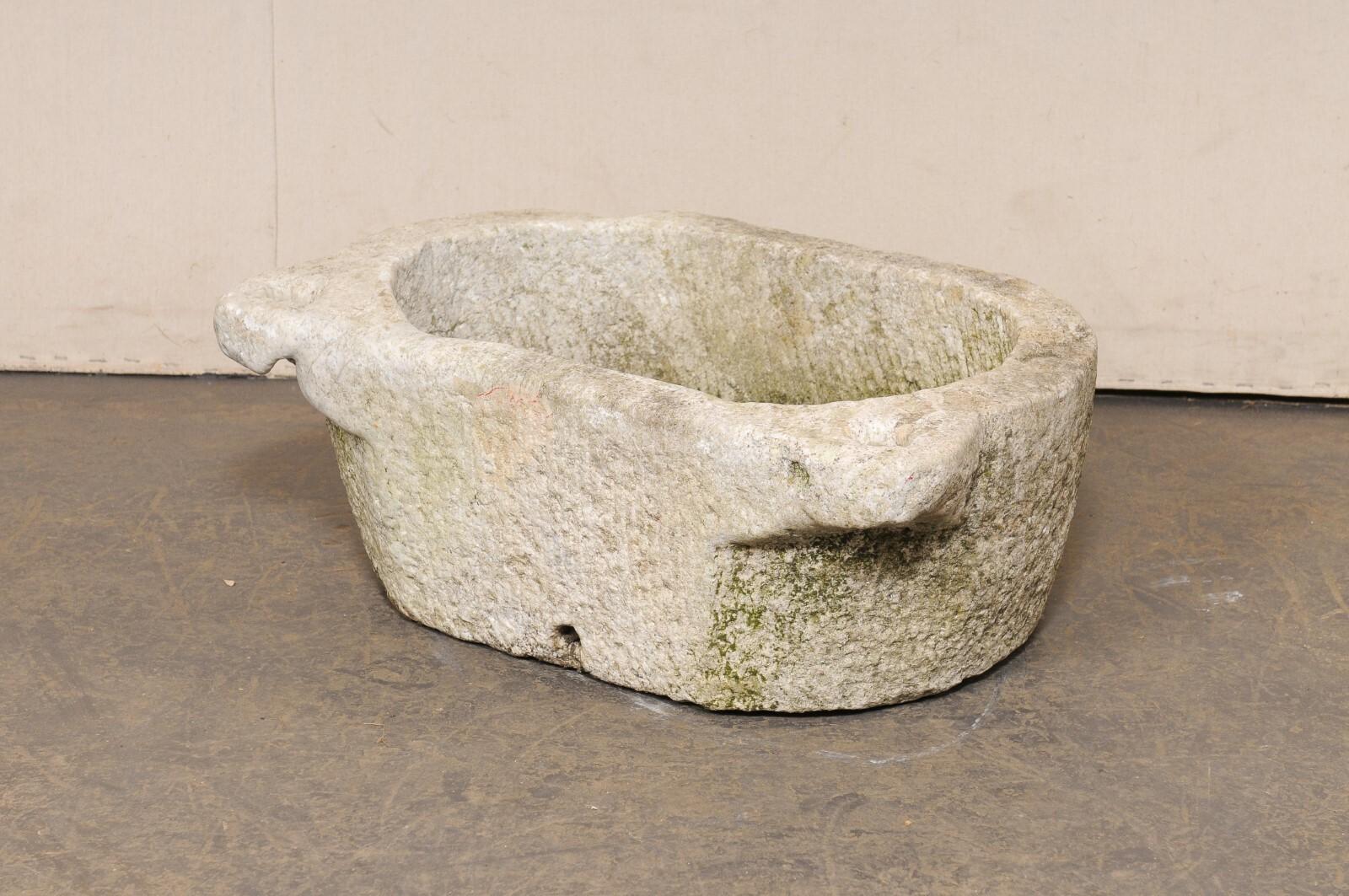 Spanish 19th C. Carved-Stone Water Trough For Sale 1