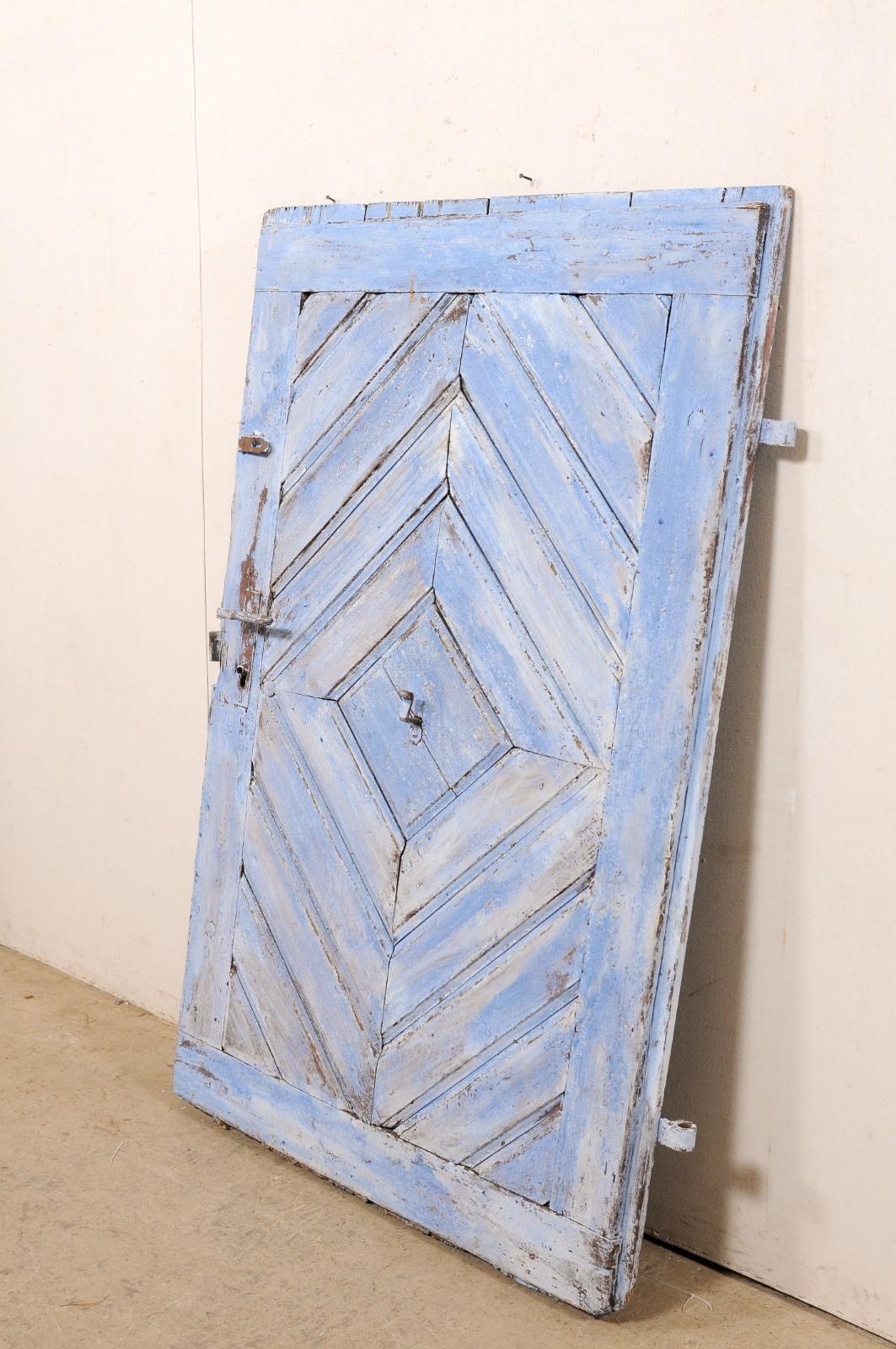 19th Century Spanish 19th C. Diamond Pattern Painted Wood Door 'Could be a Great Headboard' For Sale