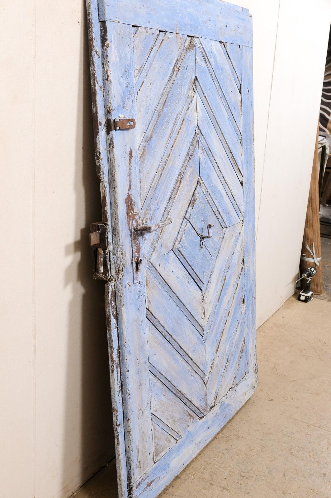 Spanish 19th C. Diamond Pattern Painted Wood Door 'Could be a Great Headboard' For Sale 2
