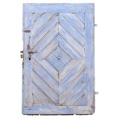 Antique Spanish 19th C. Diamond Pattern Painted Wood Door 'Could be a Great Headboard'