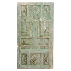 Spanish 19th Century Geometric Paneled Door with Its Original Green Paint