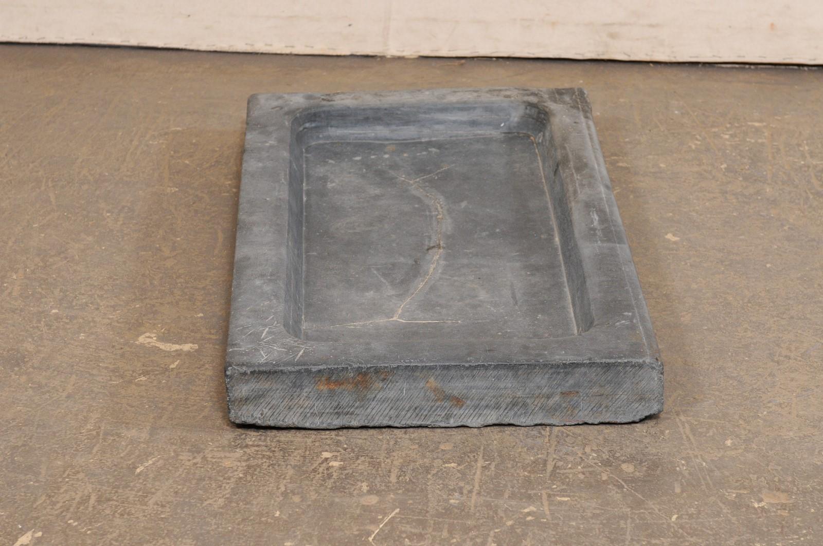 Spanish 19th C. Grey Stone Sink w/Shallow Basin For Sale 6
