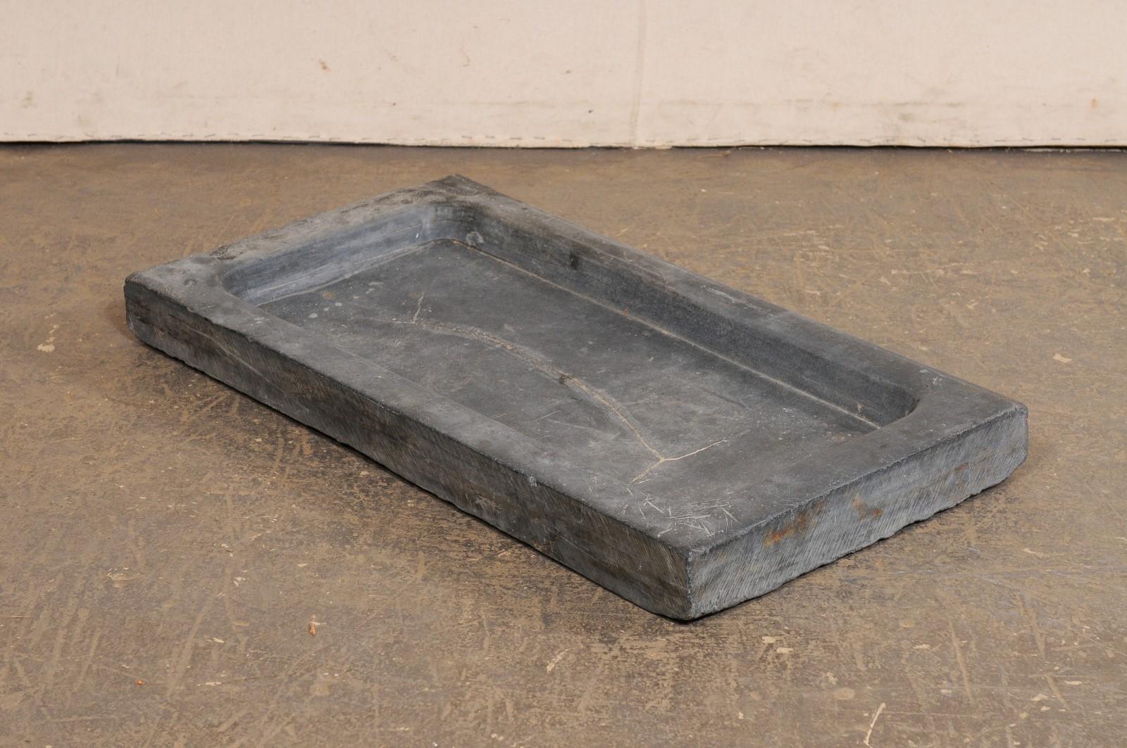 Spanish 19th C. Grey Stone Sink w/Shallow Basin For Sale 7
