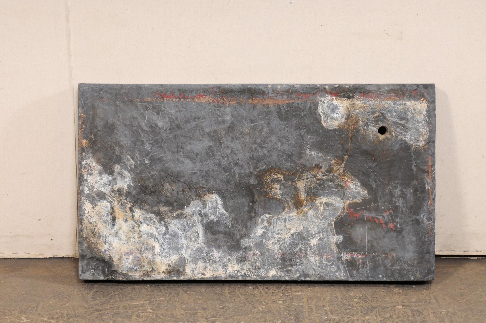 Spanish 19th C. Grey Stone Sink w/Shallow Basin For Sale 8