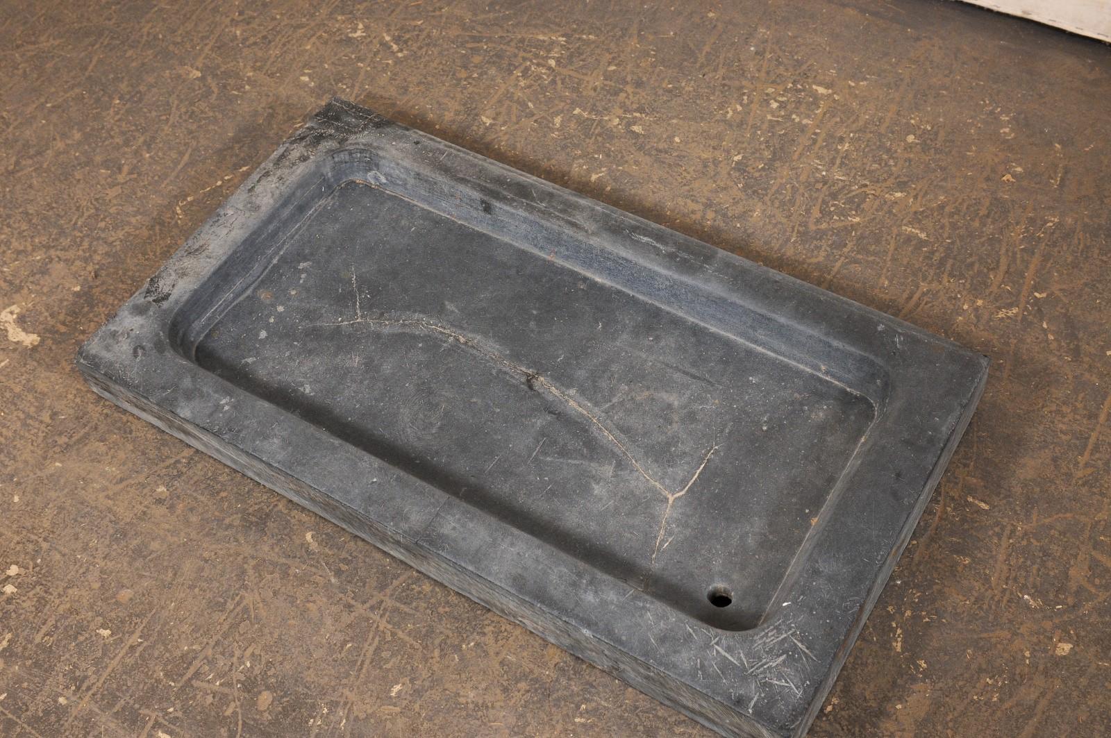 19th Century Spanish 19th C. Grey Stone Sink w/Shallow Basin For Sale