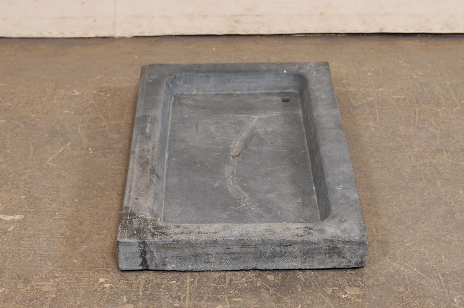 Spanish 19th C. Grey Stone Sink w/Shallow Basin For Sale 1