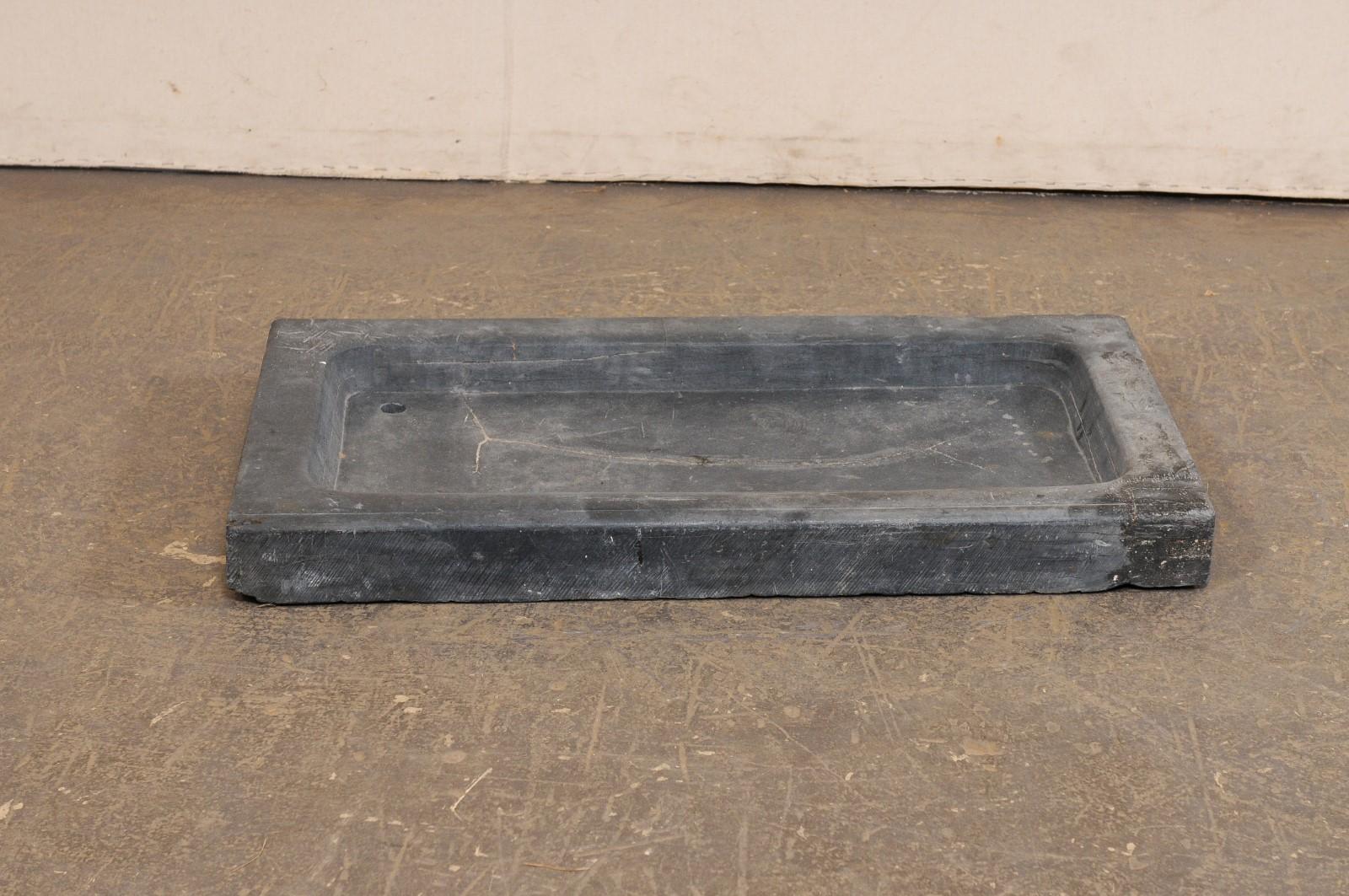Spanish 19th C. Grey Stone Sink w/Shallow Basin For Sale 4