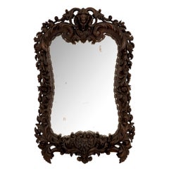 Spanish 19th Century Baroque Style Walnut Mirror