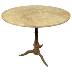 Spanish 19th Century Bistro Table with Original Marble Top and Iron Base