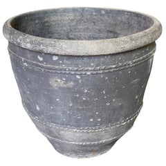 Antique Spanish 19th Century Black Terracotta Urn, Planter