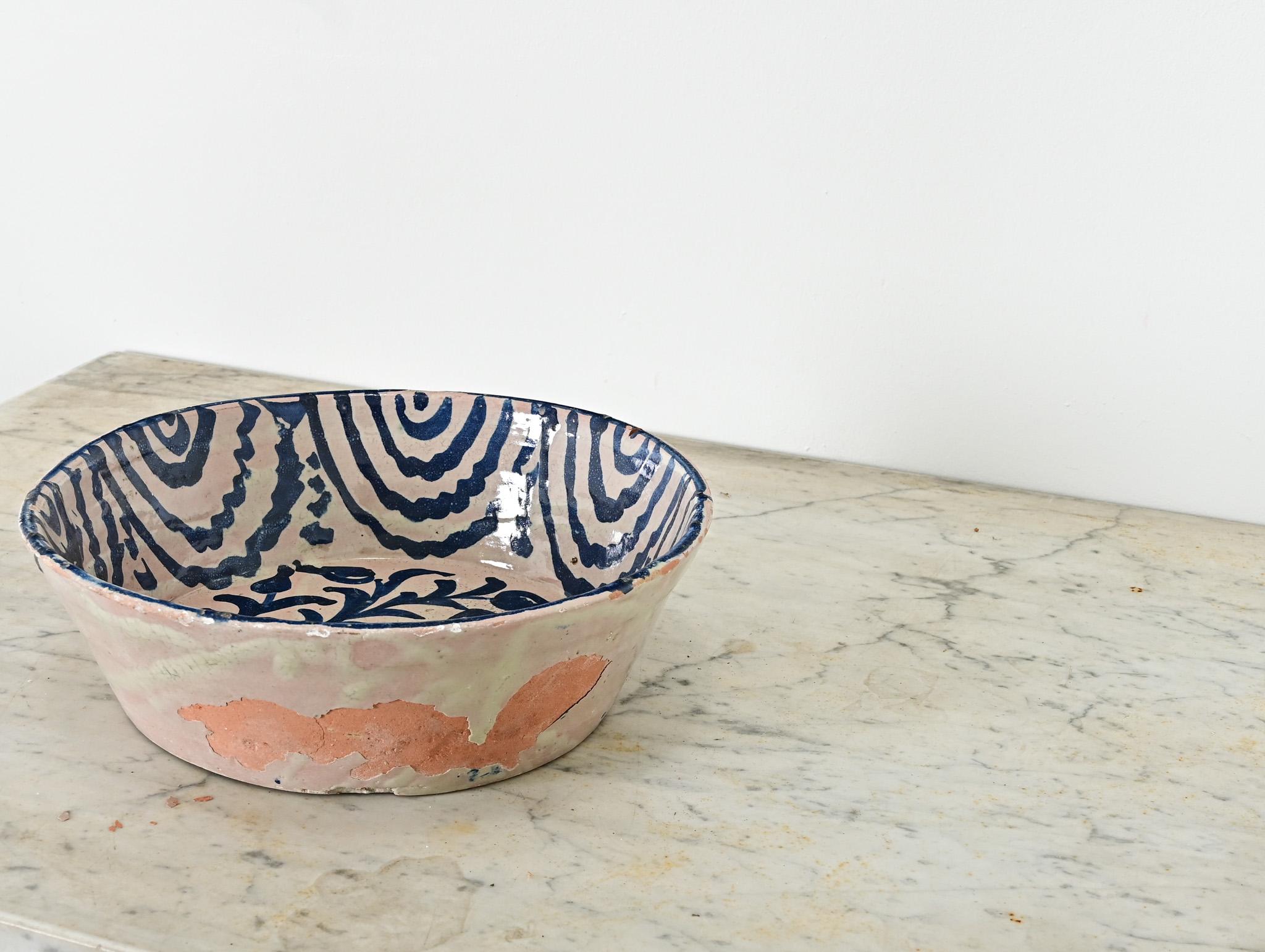 Clay Spanish 19th Century Fajalauza Bowl from Granada For Sale