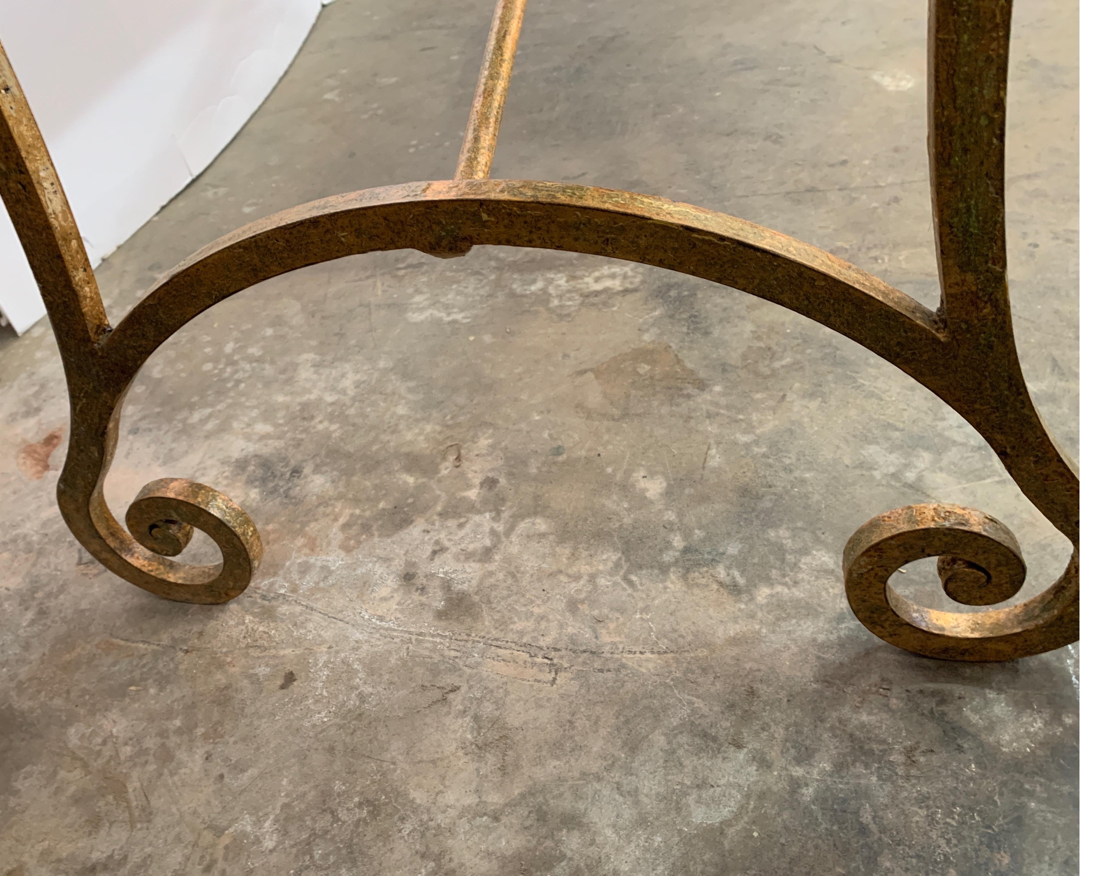 Spanish 19th Century Gilt Overlay on Iron with Antique Marble-Top Console 3