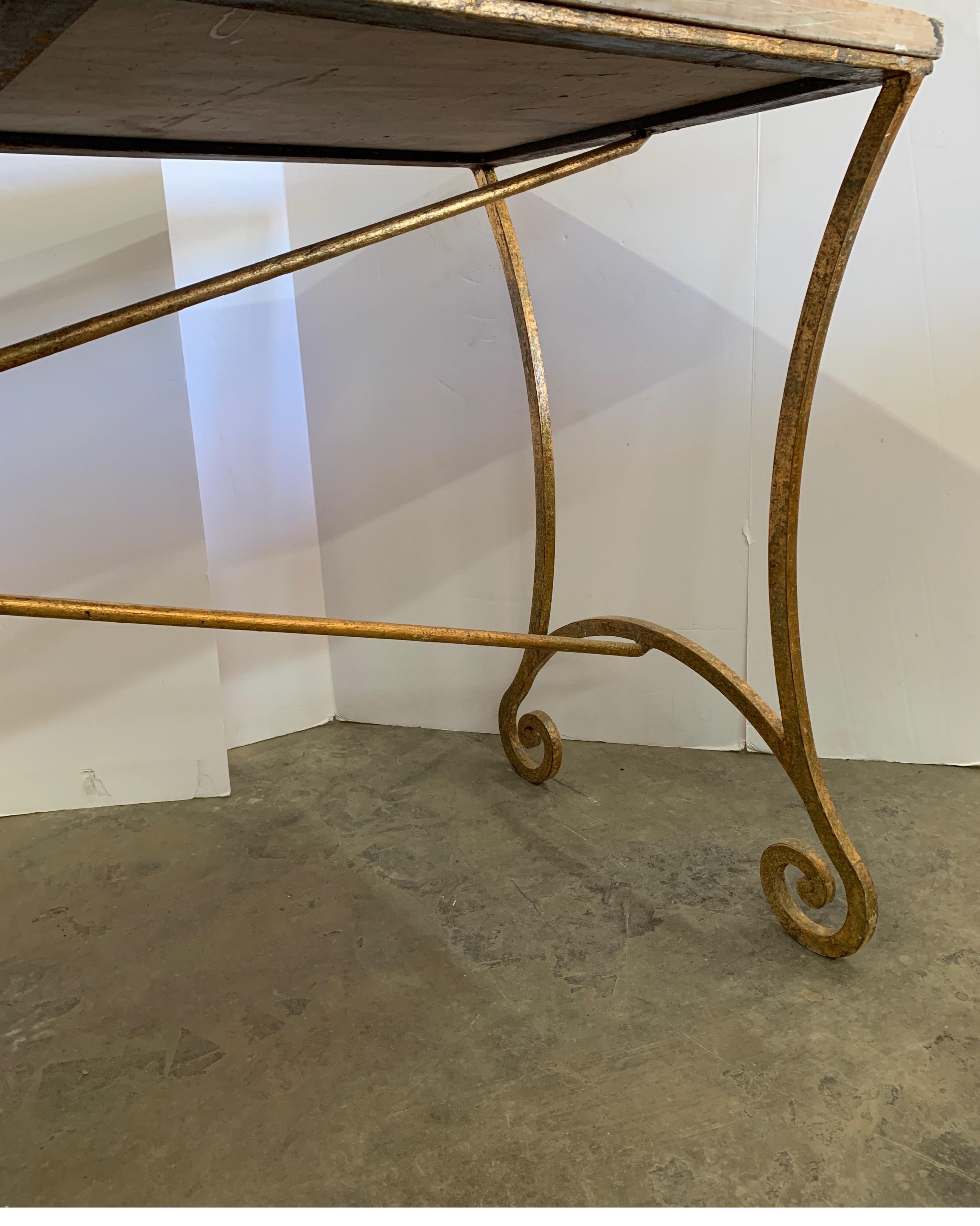 Spanish 19th Century Gilt Overlay on Iron with Antique Marble-Top Console 5