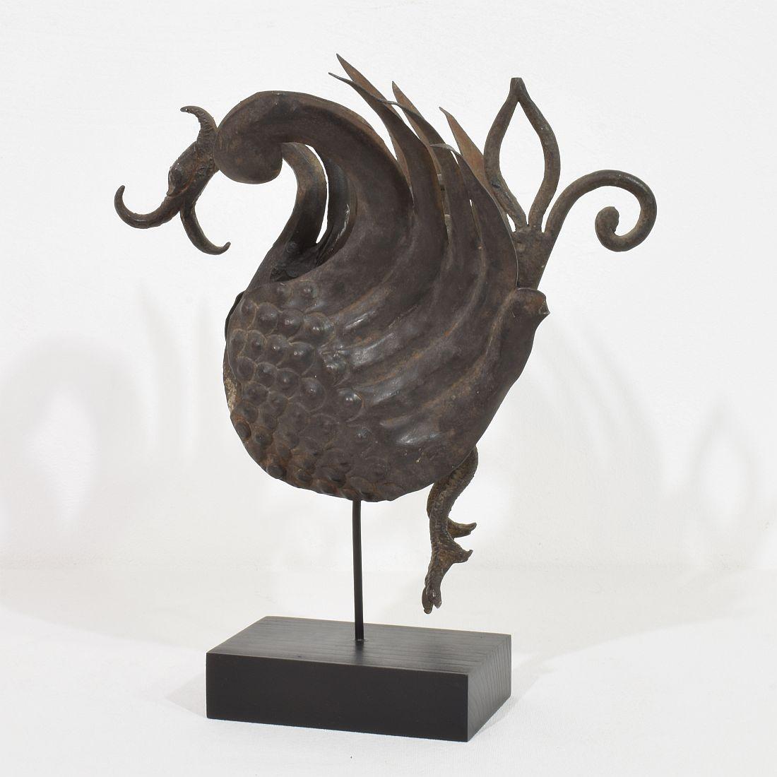 Spanish 19th Century Hand Forged Iron Bird Fragment For Sale 6