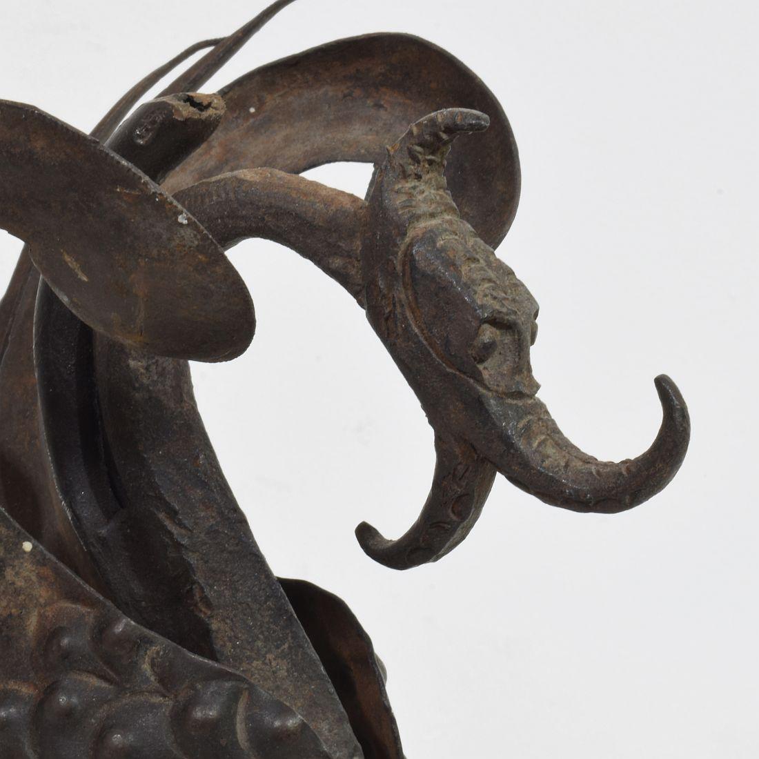 Spanish 19th Century Hand Forged Iron Bird Fragment For Sale 7