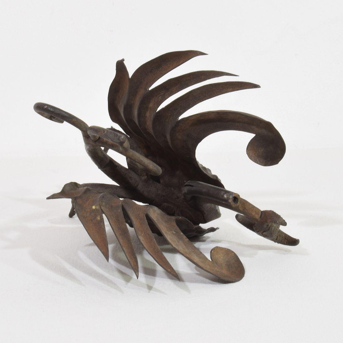 Spanish 19th Century Hand Forged Iron Bird Fragment For Sale 15