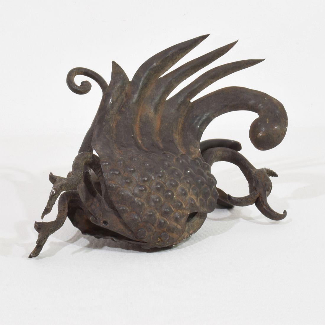 Spanish 19th Century Hand Forged Iron Bird Fragment For Sale 16