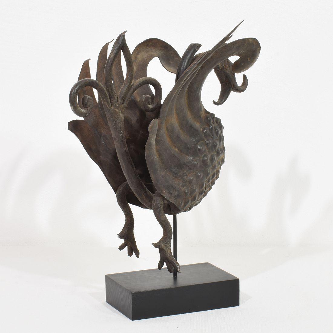 Spanish 19th Century Hand Forged Iron Bird Fragment For Sale 3