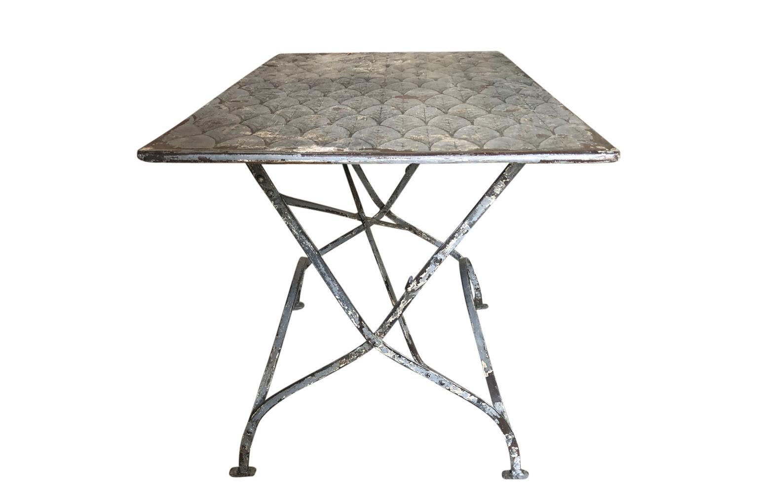 Hand-Painted Spanish 19th Century Iron Garden Table For Sale