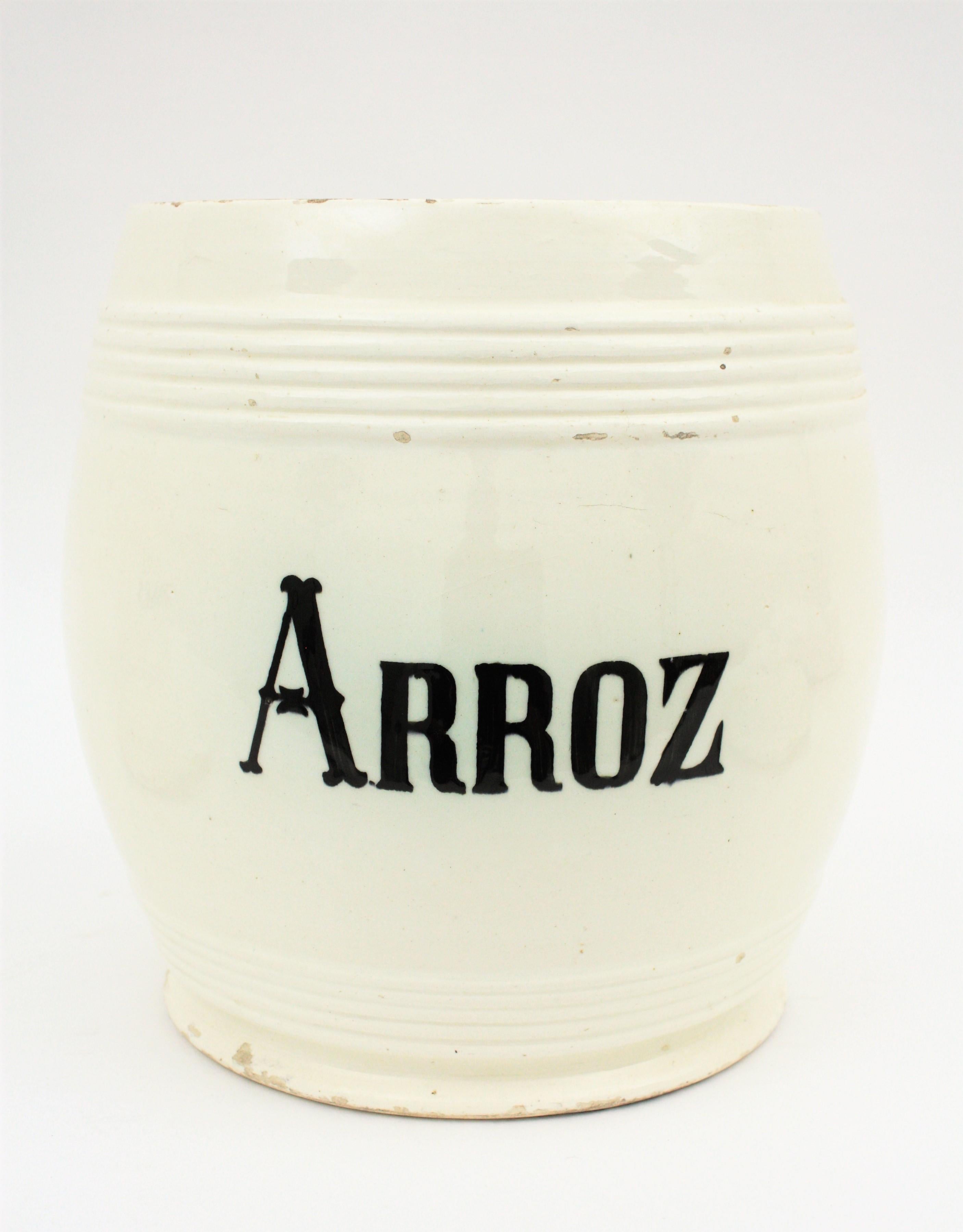 Spanish Glazed Ceramic Storage Jars / Kitchen Pottery Canisters 5