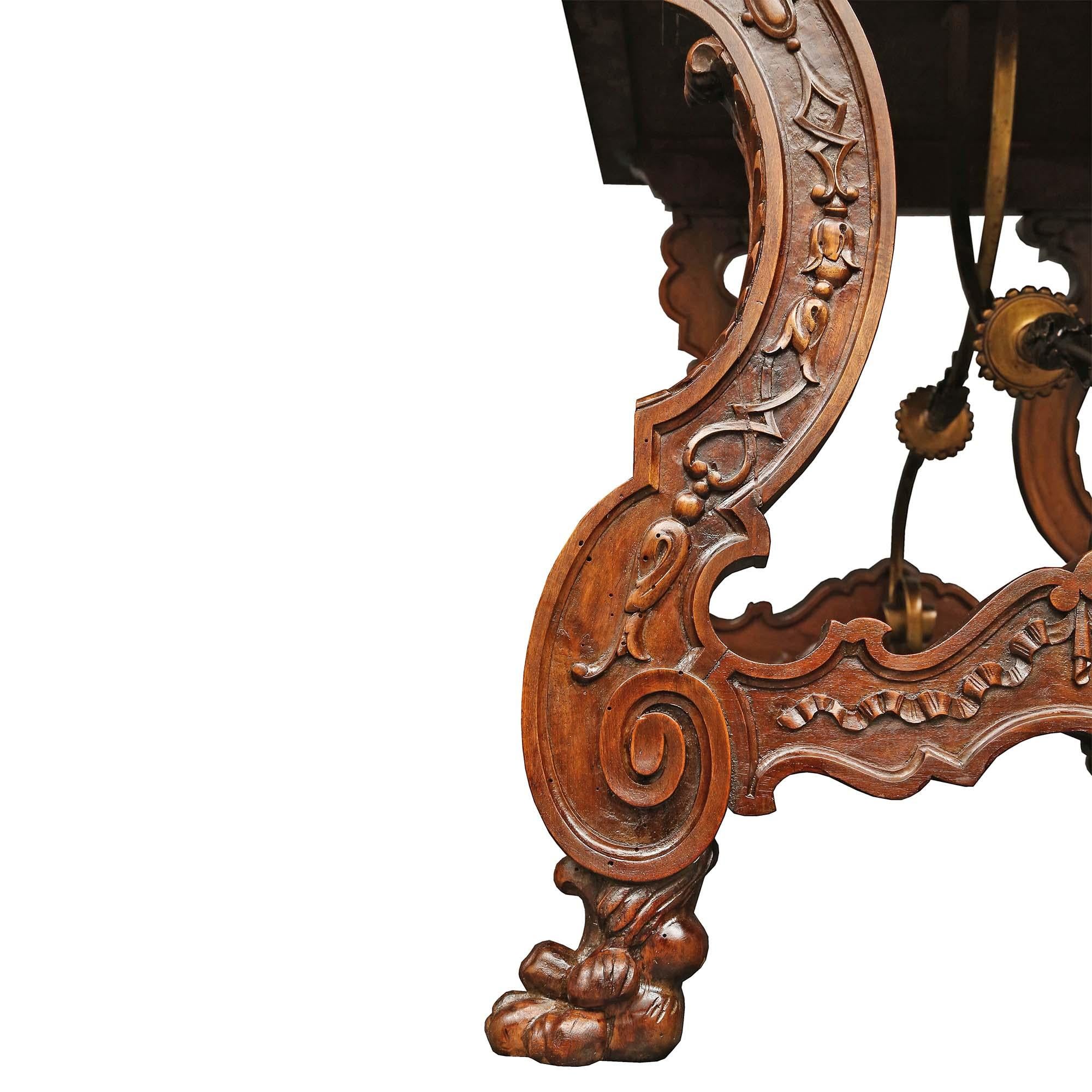 Spanish 19th Century Renaissance Style Walnut Trestle Table For Sale 8