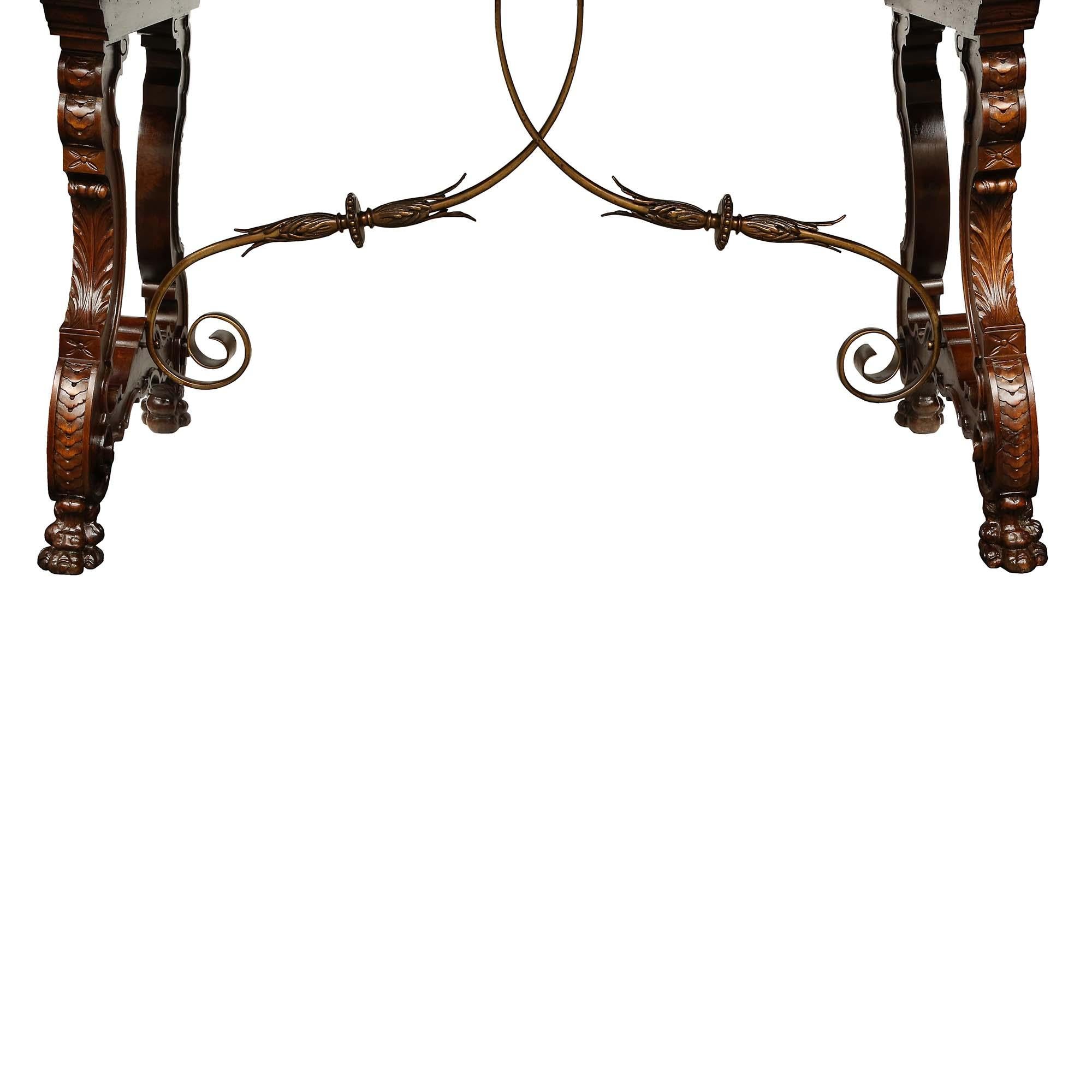 Spanish 19th Century Renaissance Style Walnut Trestle Table For Sale 9