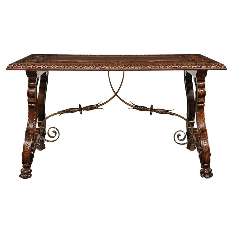 Spanish 19th Century Renaissance Style Walnut Trestle Table For Sale at ...