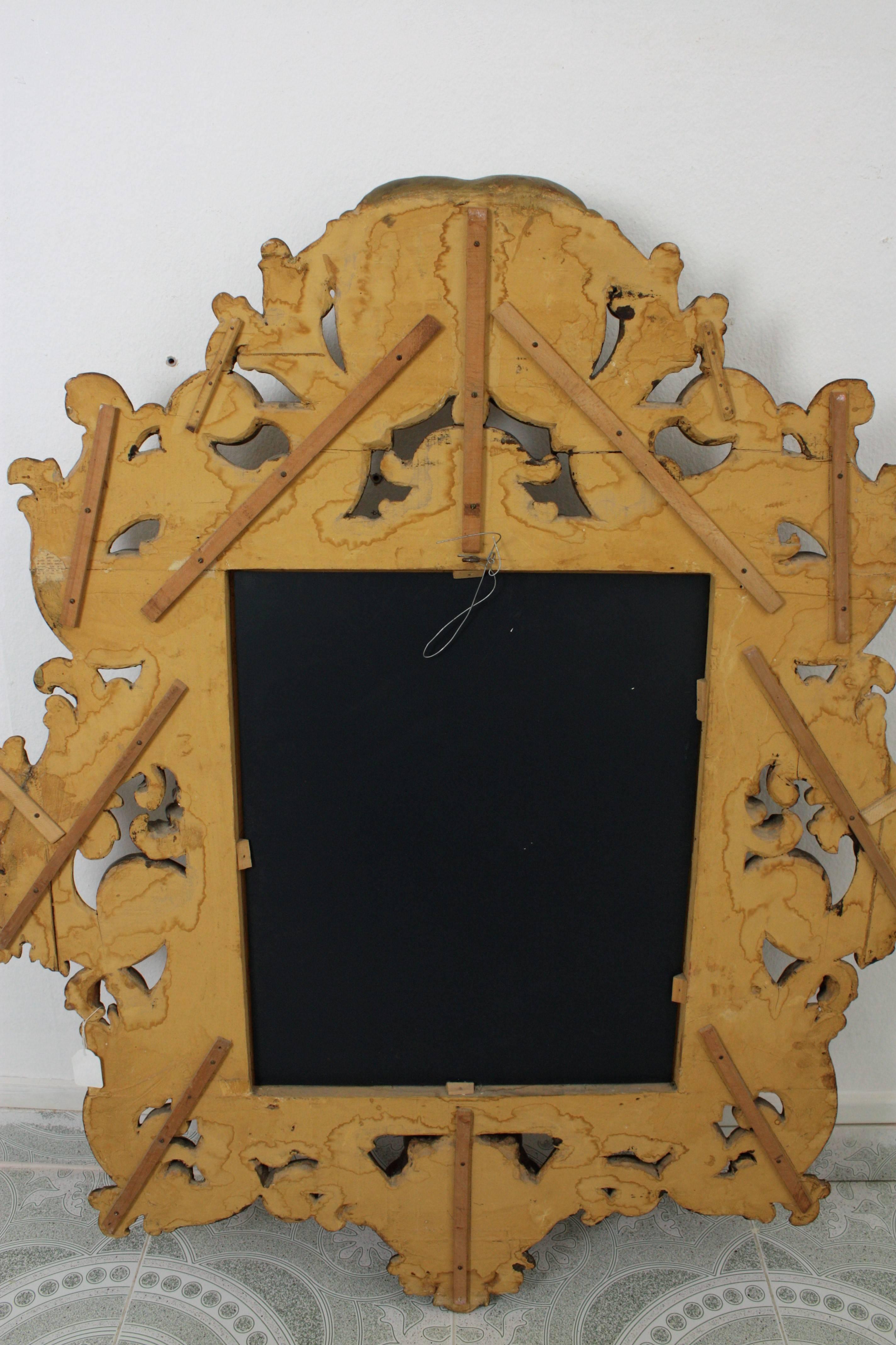 Spanish Rococo Style Foliage Carved Giltwood Mirror For Sale 2