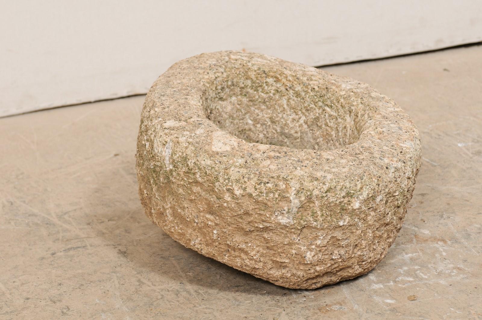 Spanish 19th Century Round Stone Vessel In Good Condition In Atlanta, GA